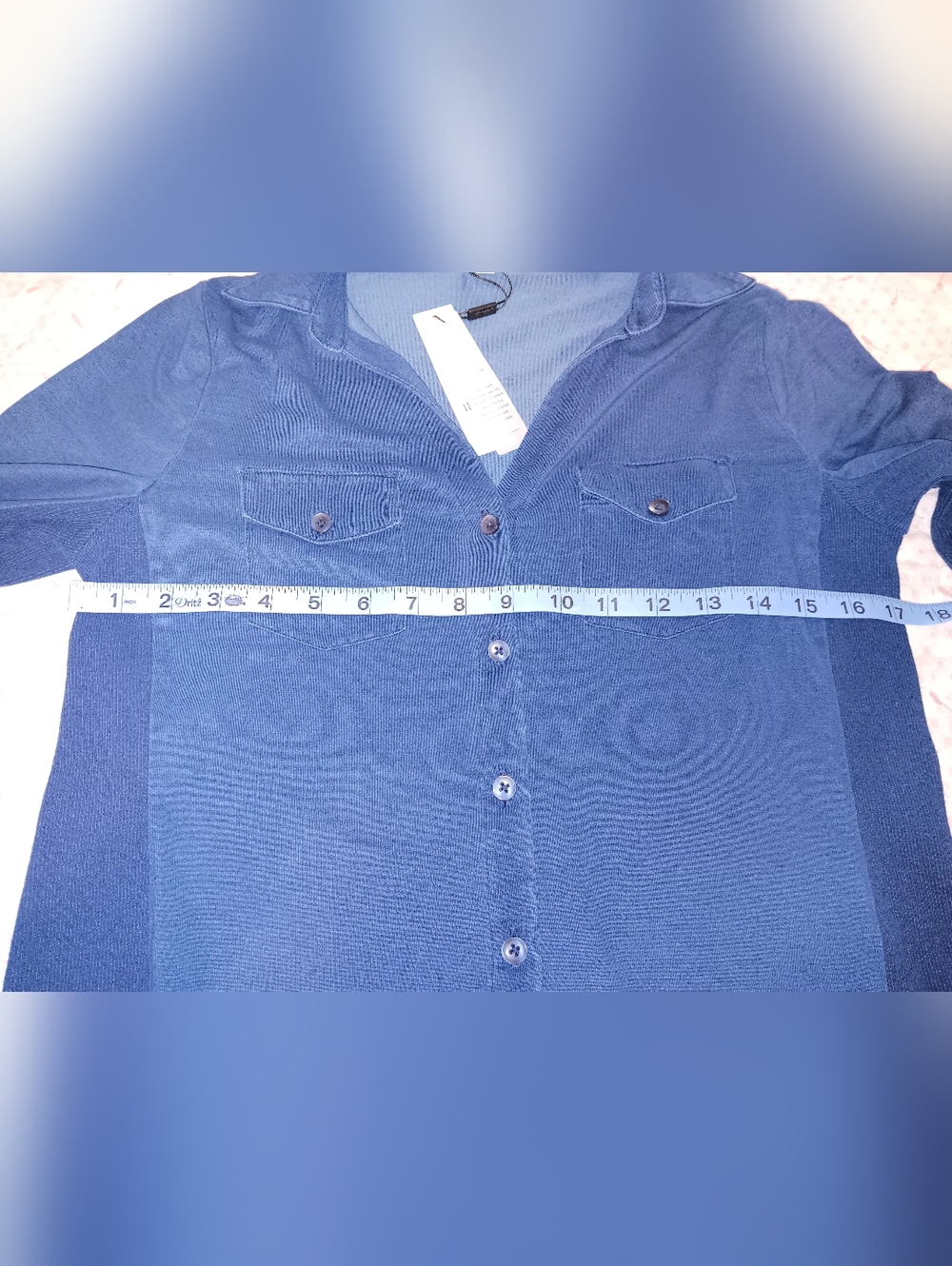 Chico's Indigo Textured Button-Front Shirt NWT - Picture 8 of 12
